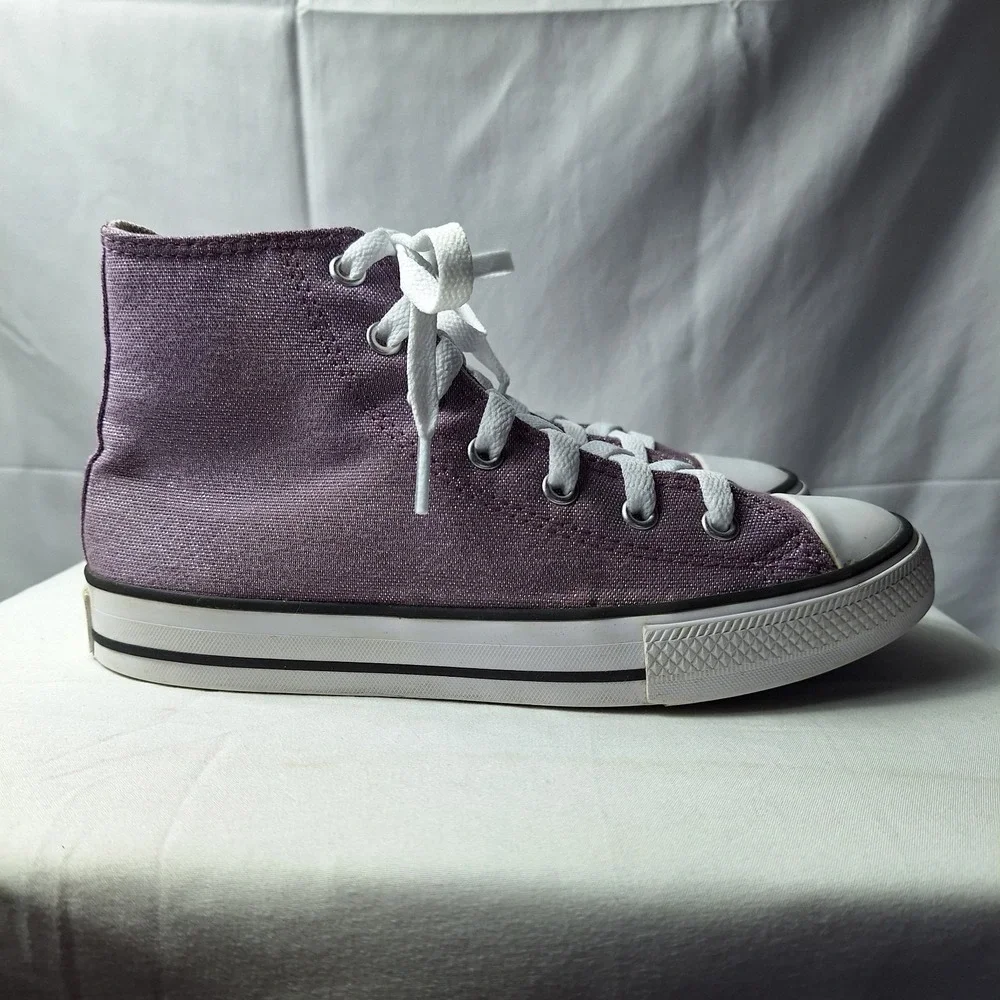CONVERSE Chuck Taylor All Star Disco Glitter Hi-Top Sneaker Youth Sz 3 Purple